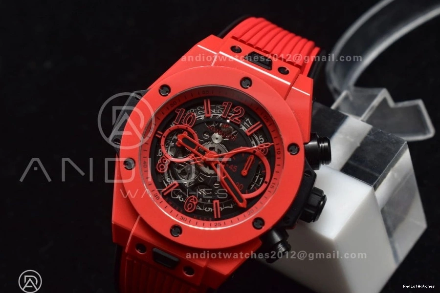 ComfortFit Skeleton 1:1 388 A Red Unico Dial Ceramic Big on Bang Best Rubber BBF Magic Edition Strap Red 0411